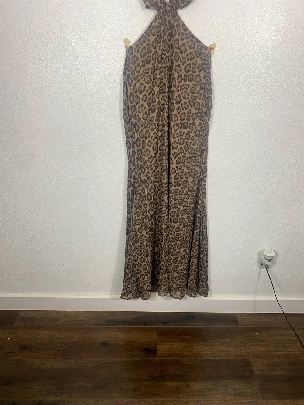 Fashion Nova Leopard Print Halter Cutout Maxi Dress - Brown Size S